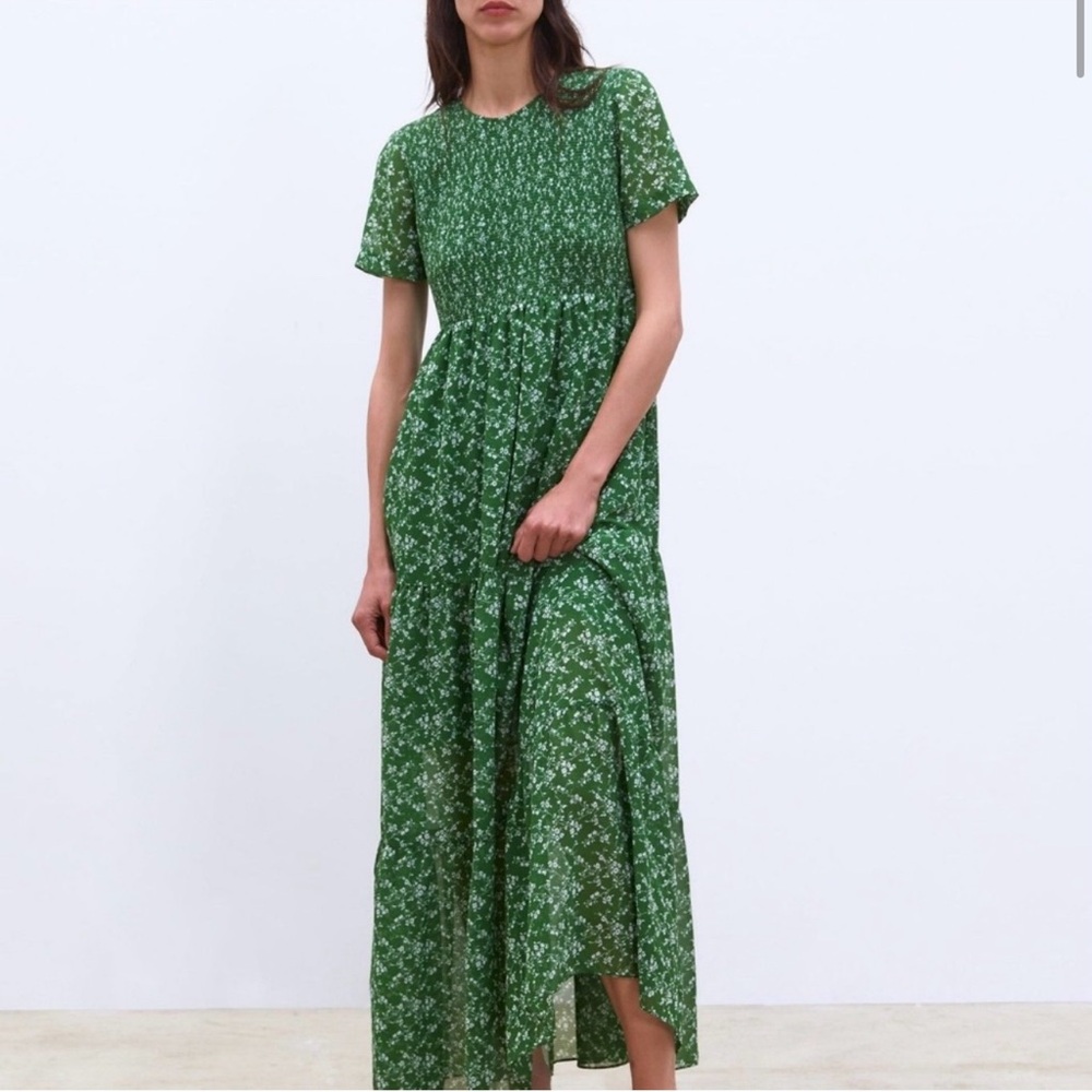Zara Green Floral Maxi Dress